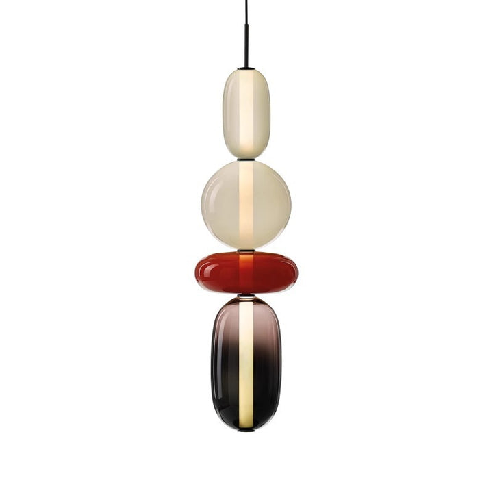 Stacked Orb Glass Pendant with Mixed Surface