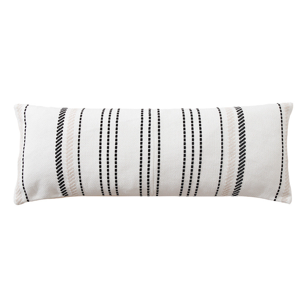 Long woven cushion cover in Boho stripe look with cotton texture