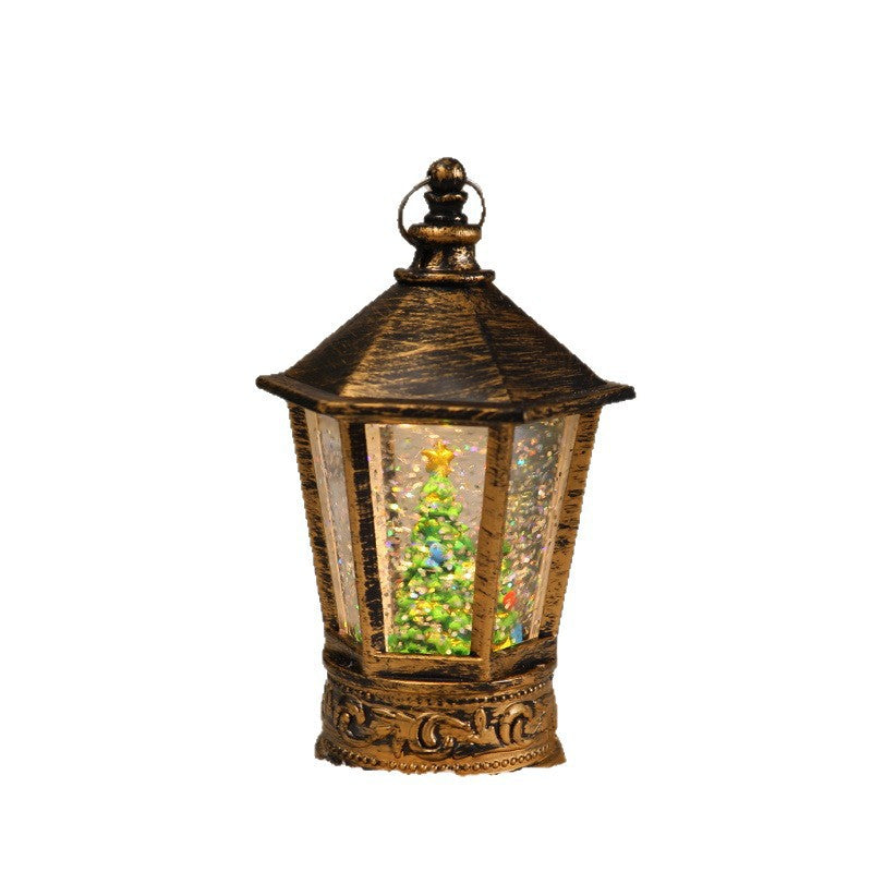Nostalgic Christmas lantern with glowing Santa Claus motif