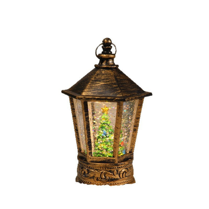 Nostalgic Christmas lantern with glowing Santa Claus motif