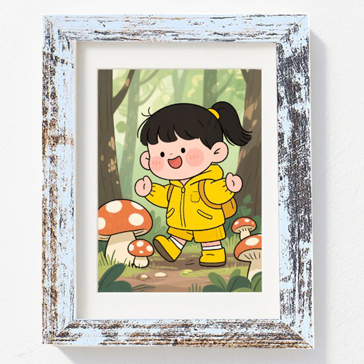 Whimsical Desert Oasis Illustration Wall Art Frame