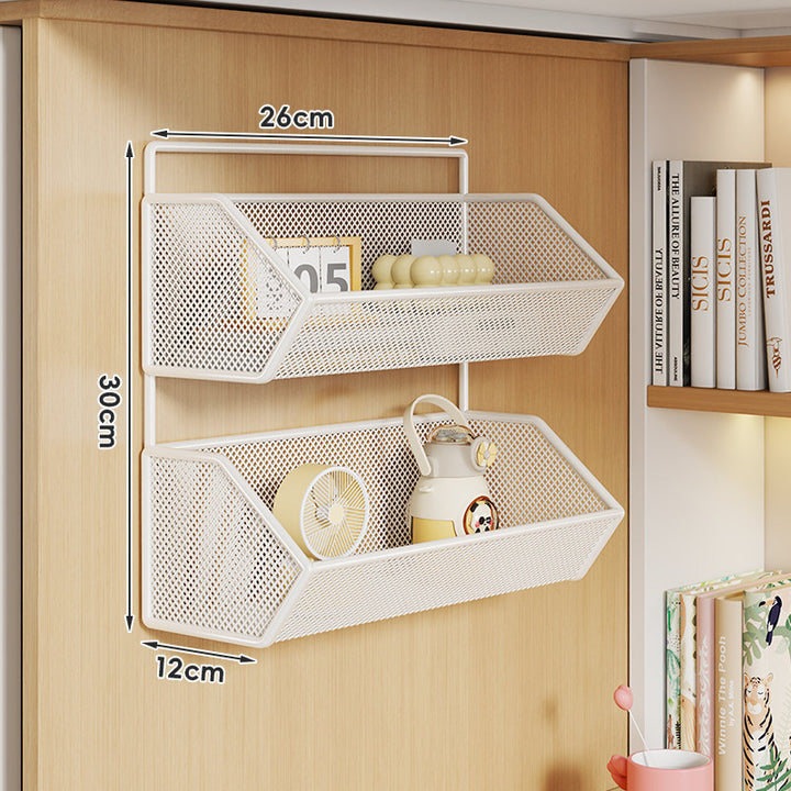 Wall-Mounted Rustproof Metal Mesh Storage Basket with Slim Hanging Rail