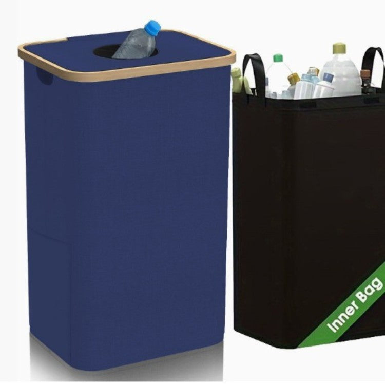 Multifunctional laundry storage box with bamboo lid