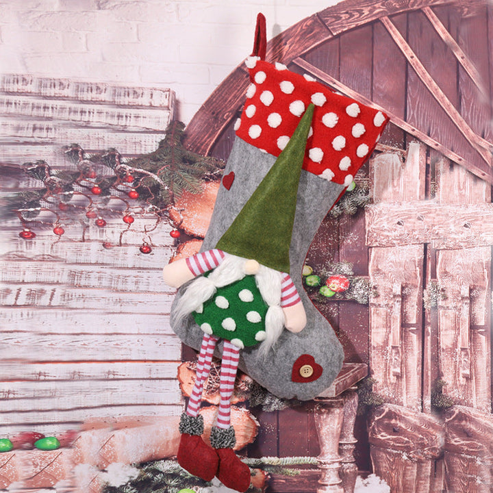 Playful Christmas stocking with gnome motif