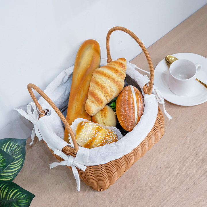 Handcrafted rattan basket with removable inner lining