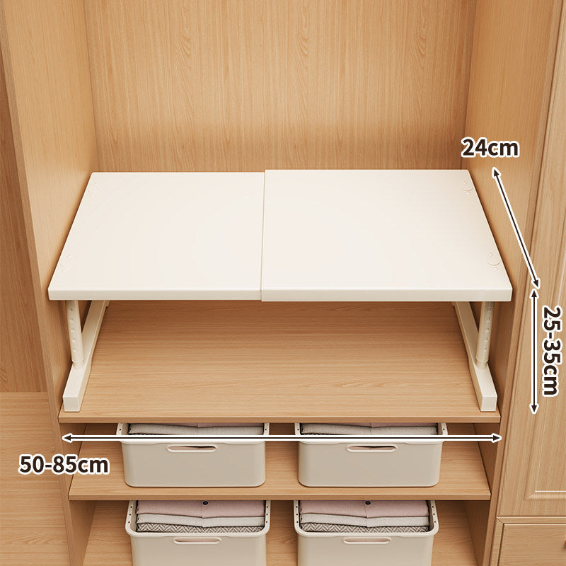 Adjustable Fold-Over Closet Shelf with Telescopic Support Brackets