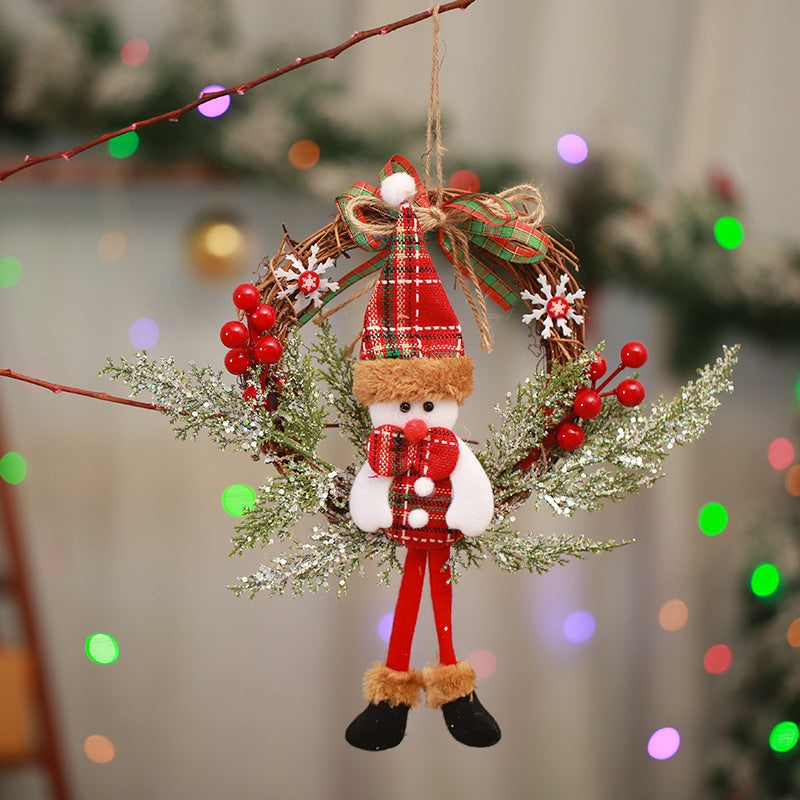 Christmas wreath decoration with snowman design