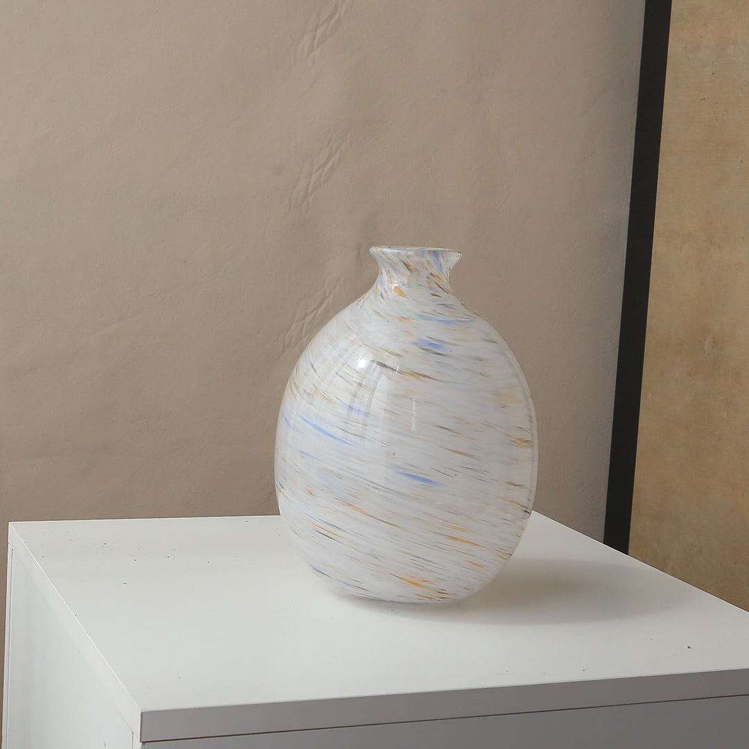 Handcrafted Swirled Marble-Effect Accent Vase with Rounded Bulb Body
