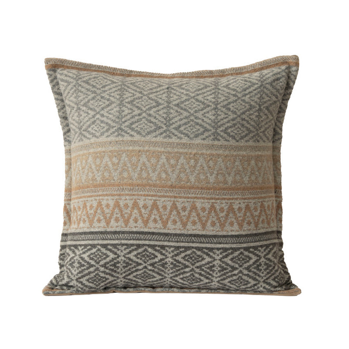 Woven decorative cushion cover in ethnic jacquard style with textured cotton blend