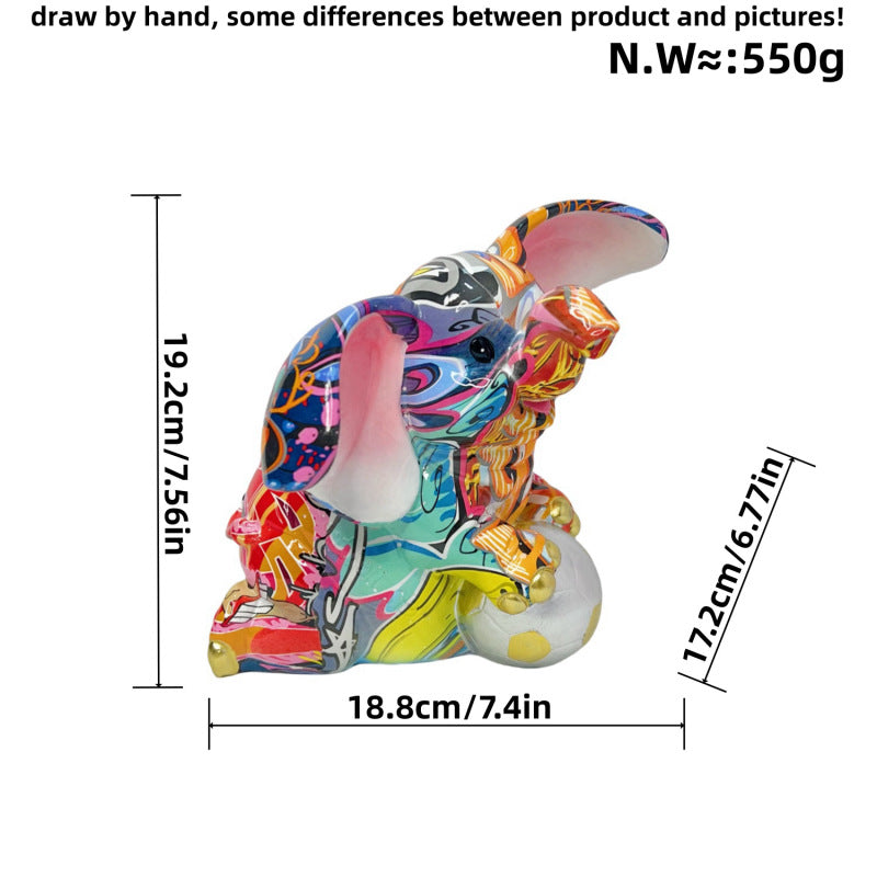 Artistic elephant figure with football motif