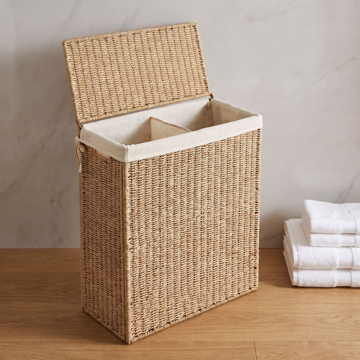 High-quality laundry basket made of natural wicker
