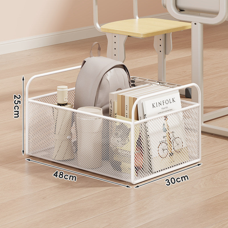Low-Profile Mesh Rolling Storage Bin for Desk and Floor with Locking Swivel Wheels