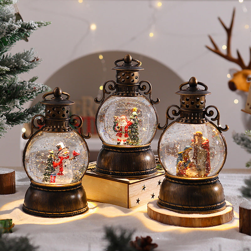 Nostalgic Christmas lantern with snow globe