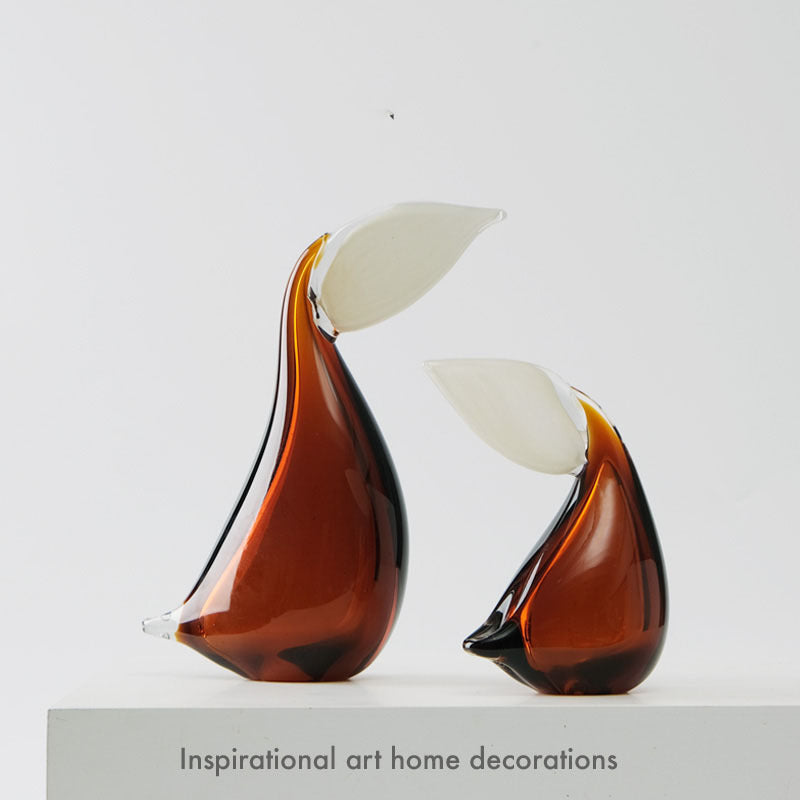 Hand-Blown Curvilinear Tabletop Glass Sculpture with Organic Loop Form