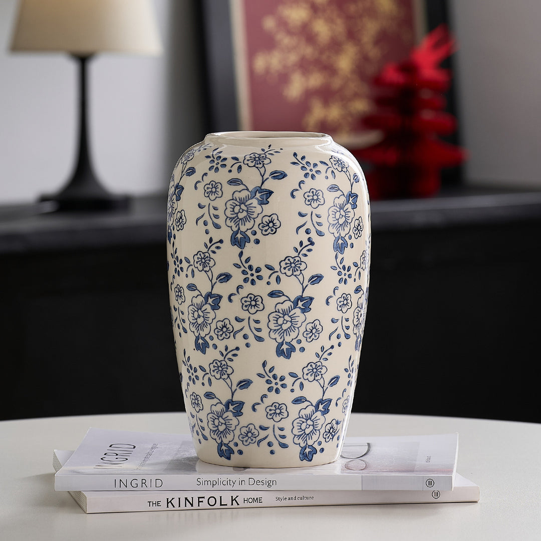 Decorative ceramic vase with floral pattern