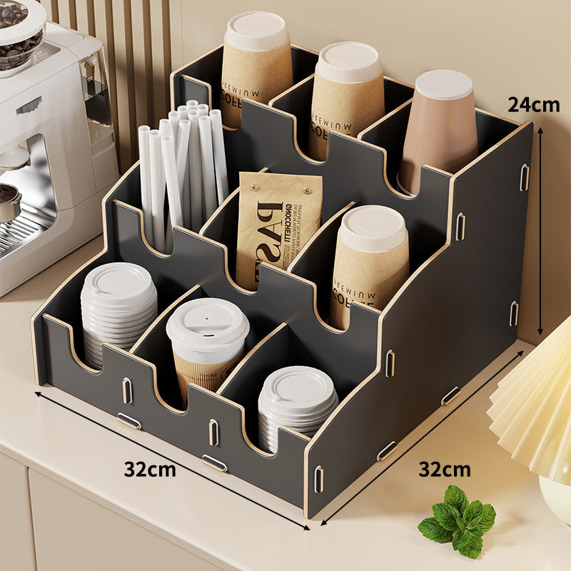 Multi-Tier Countertop Coffee Station Organizer with Modular Dividers