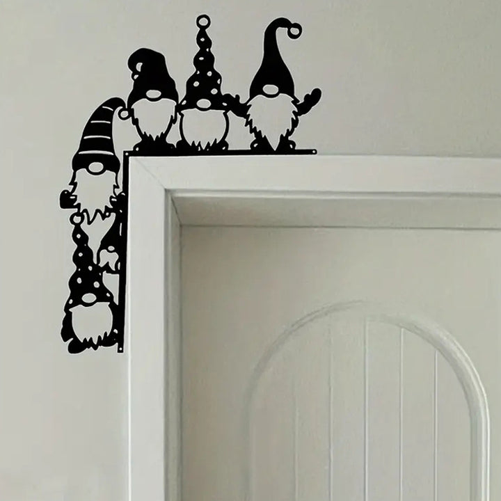 Decorative wall shelf with Christmas gnomes