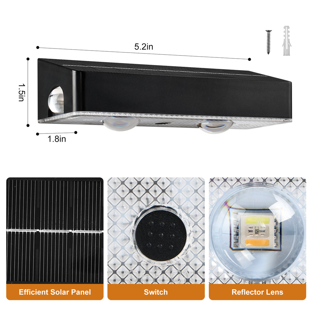 Decorative RGB Solar-Powered Double Beam Wall Lamp
