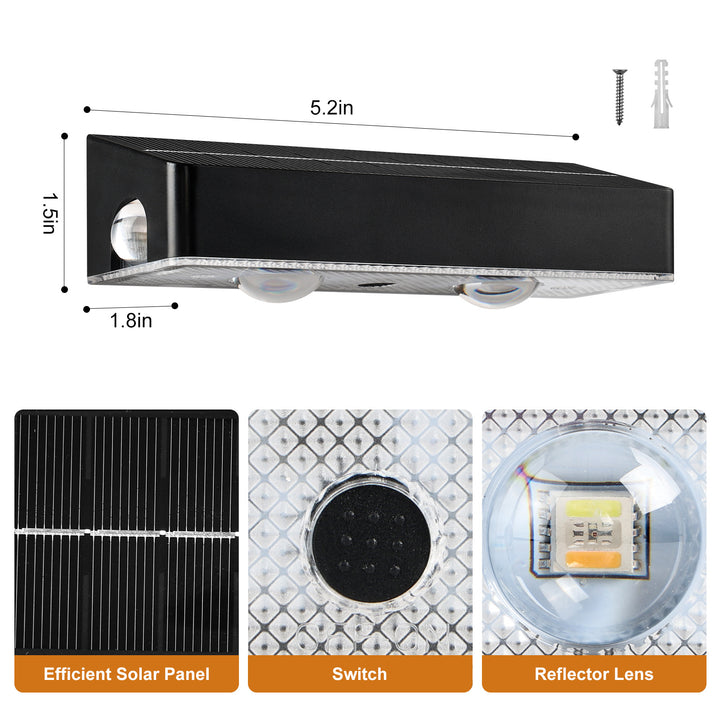 Decorative RGB Solar-Powered Double Beam Wall Lamp