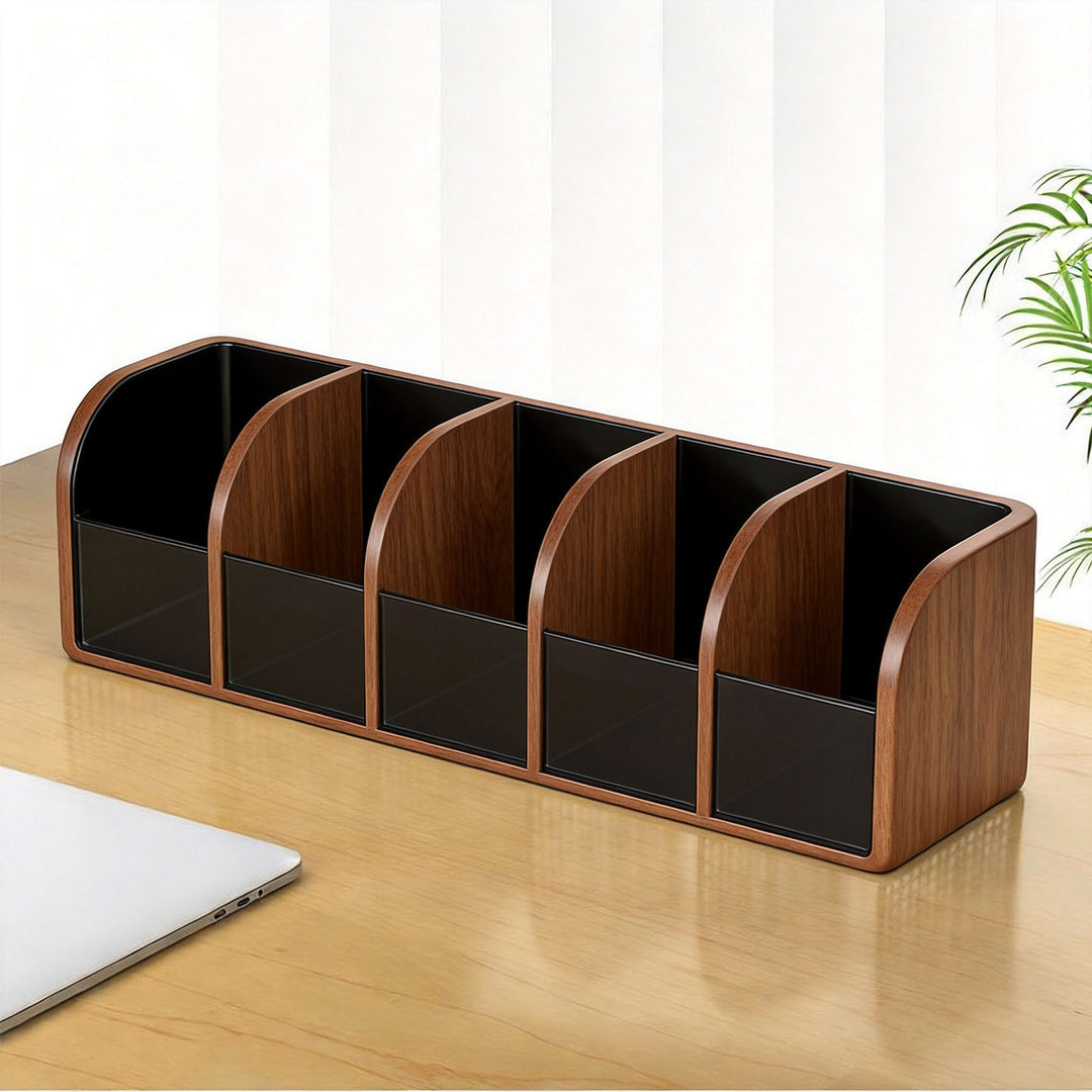 Extra-Wide Modular Metal Desk File Organizer with Adjustable Dividers and Integrated Pen Cup