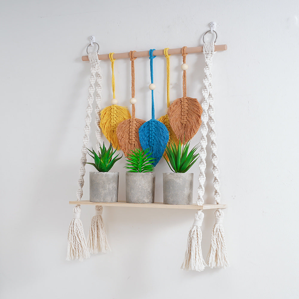 Macrame Leaf Wall Hanging Shelf