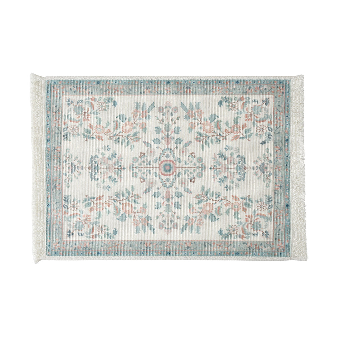 Decorative woven table runner with floral embroidery