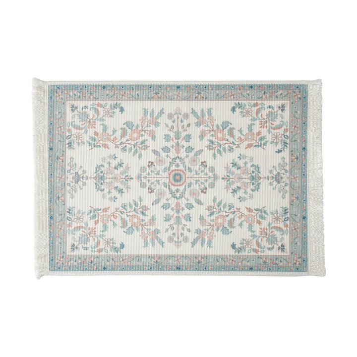 Decorative woven table runner with floral embroidery