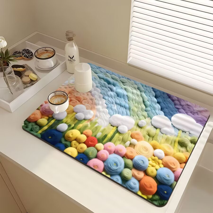 Floral-Themed Kitchen Mat