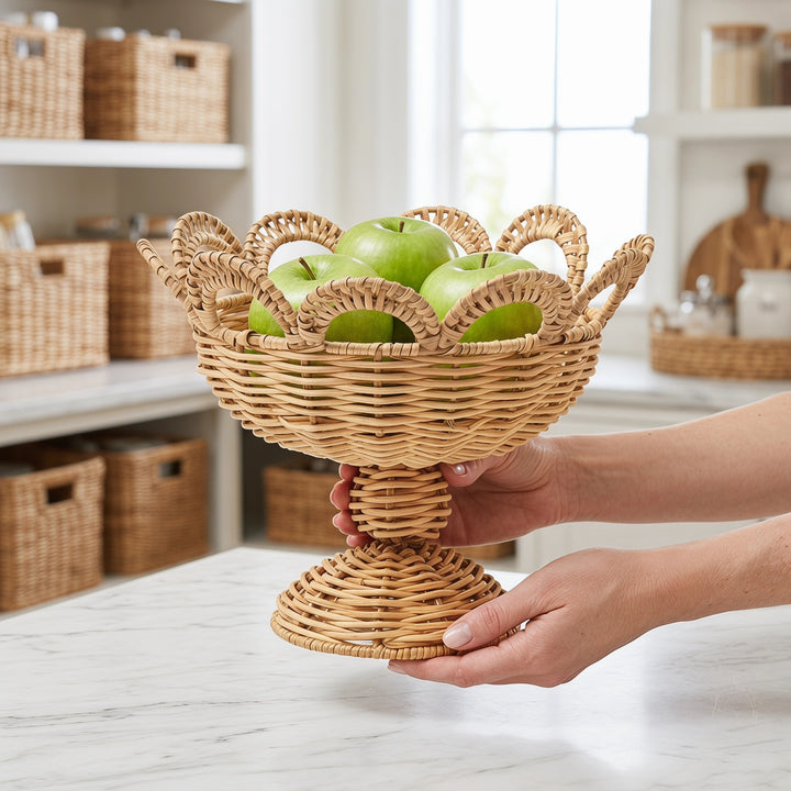 Elegant round decorative basket in floral design