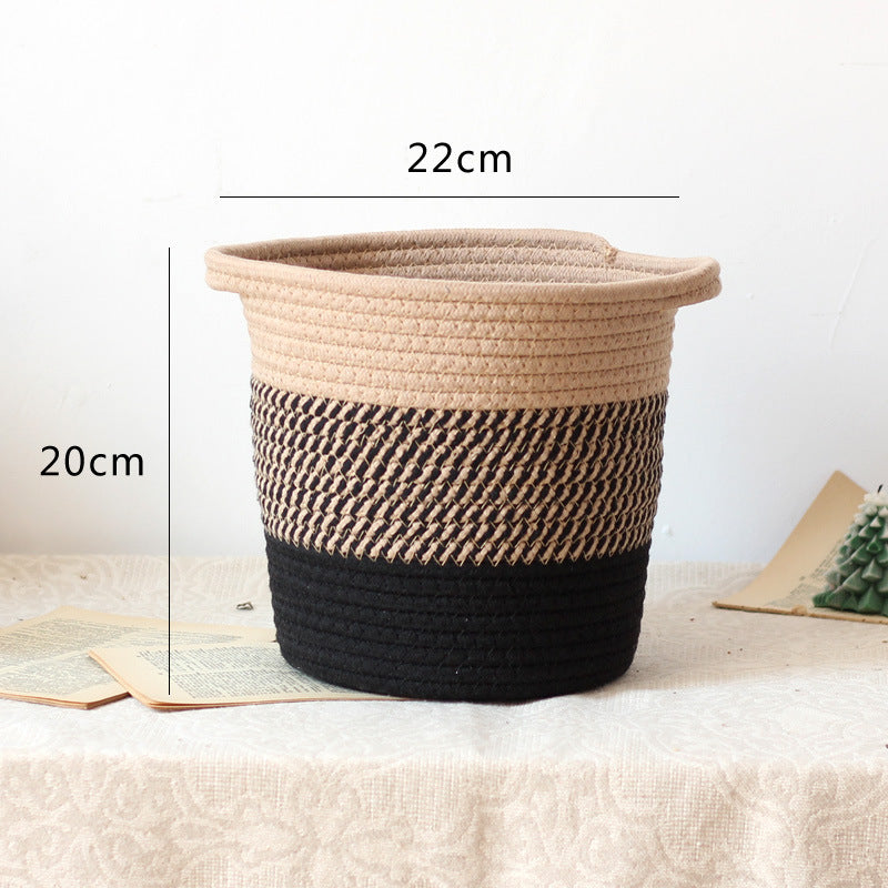 Stylish storage bucket made of woven natural material