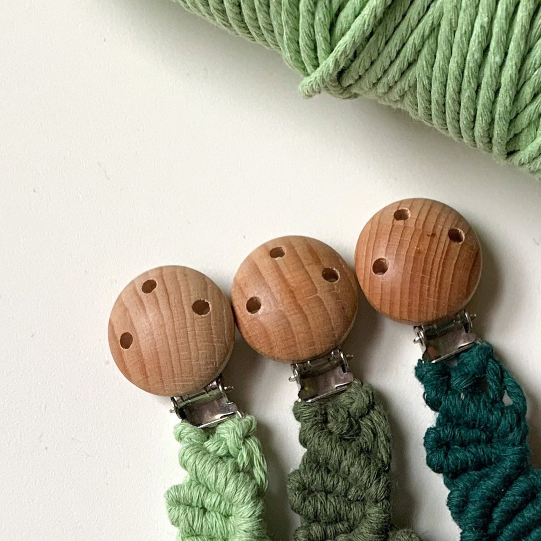 Macrame Keychain Holder with Wooden Accents