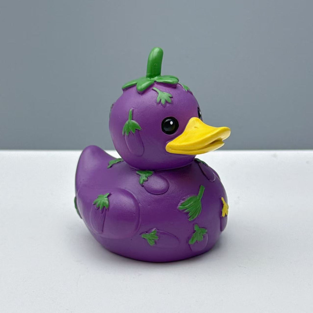 Funny rubber duck with vegetable motif