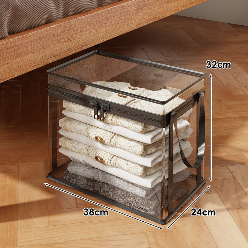 Clear Stackable Garment Storage Box with Lockable Zipper and Carry Handles