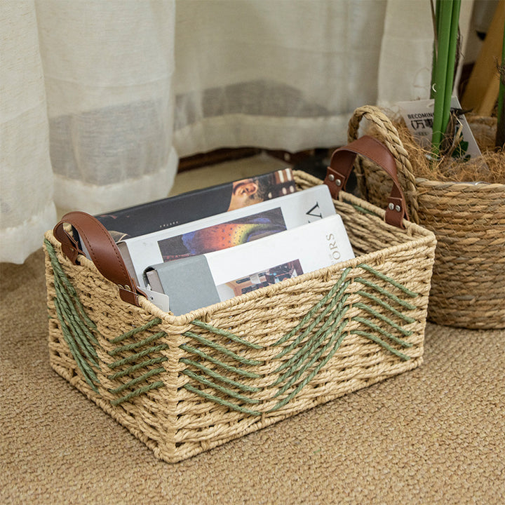 Handmade storage basket made of natural fibers