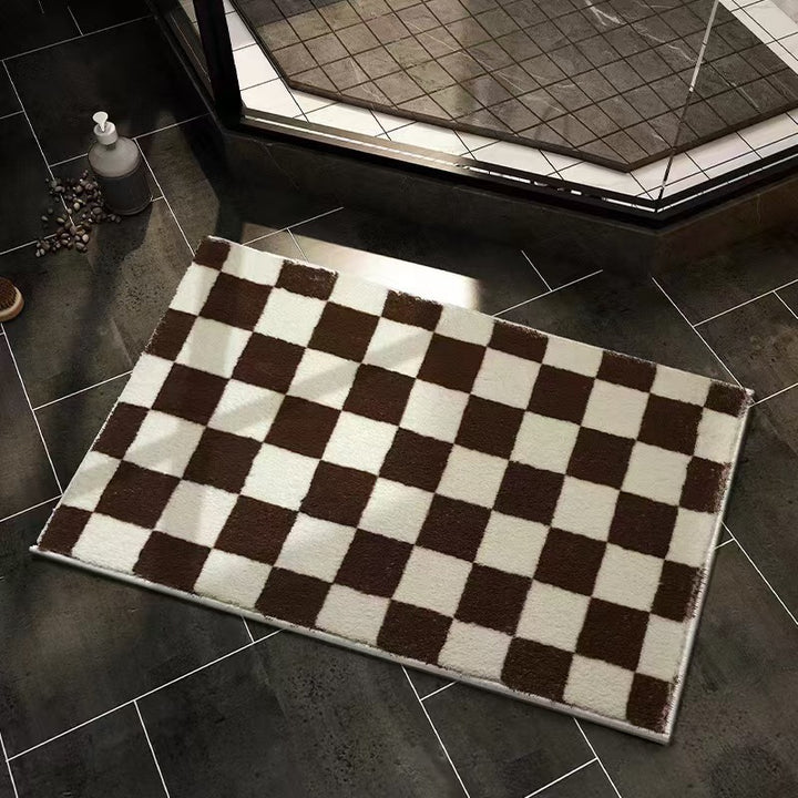 Plush Checkerboard Bath Rug