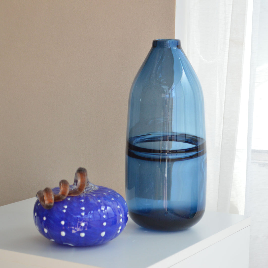 Mid-Sized Hand-Blown Studio Glass Decorative Cylinder Vase with Narrow Neck