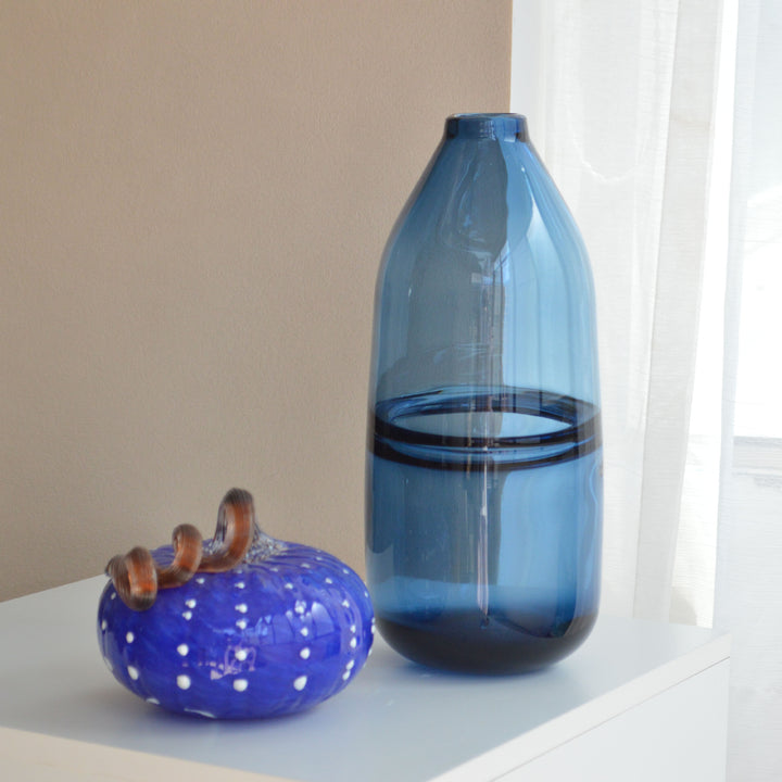 Mid-Sized Hand-Blown Studio Glass Decorative Cylinder Vase with Narrow Neck
