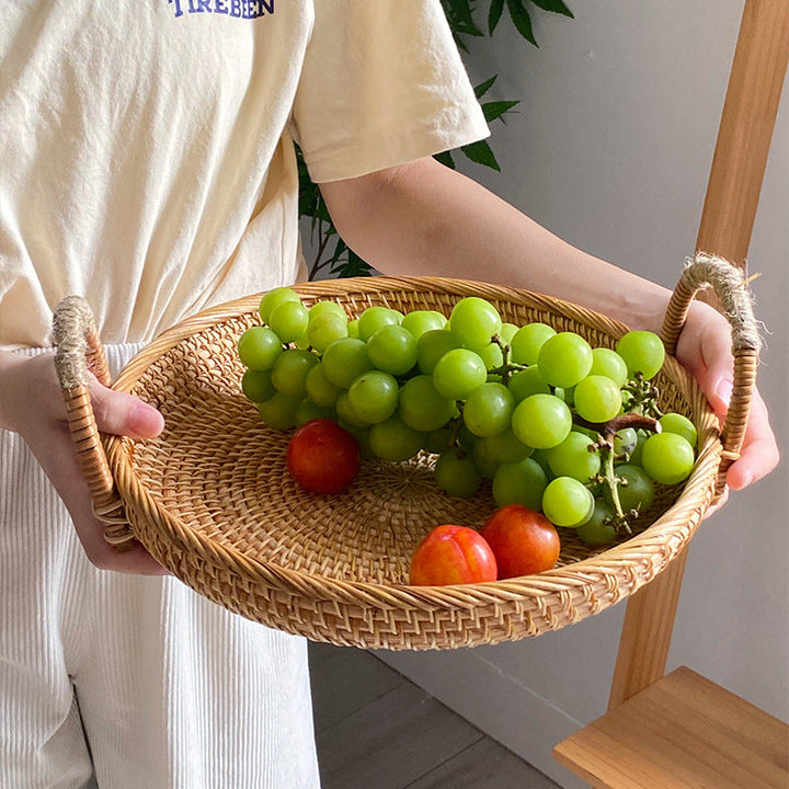 Handwoven storage basket with sturdy handles
