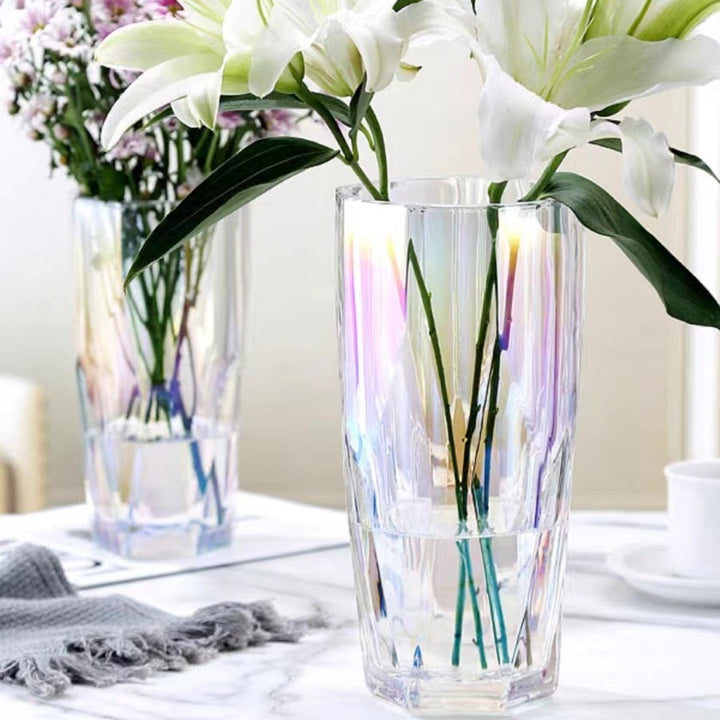 Elegant Faceted Clear Glass Vase