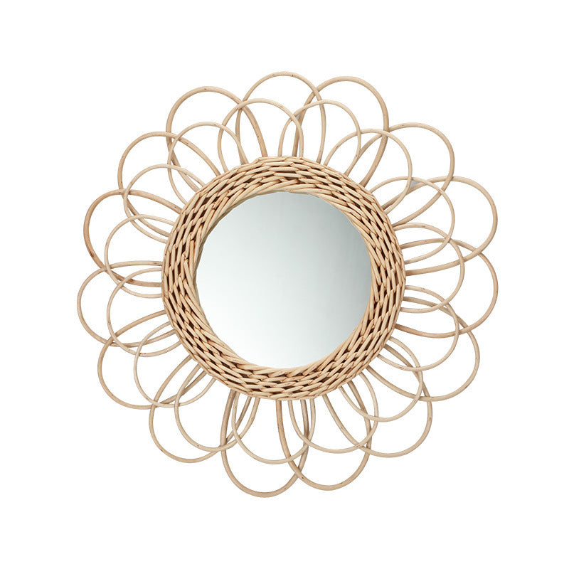 More Elegant Round Wall Mirror Made of Natural Rattan