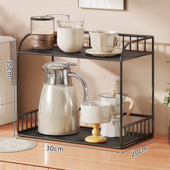 Compact Two-Shelf Mobile Kitchen & Home Service Trolley with Perforated Metal Shelves