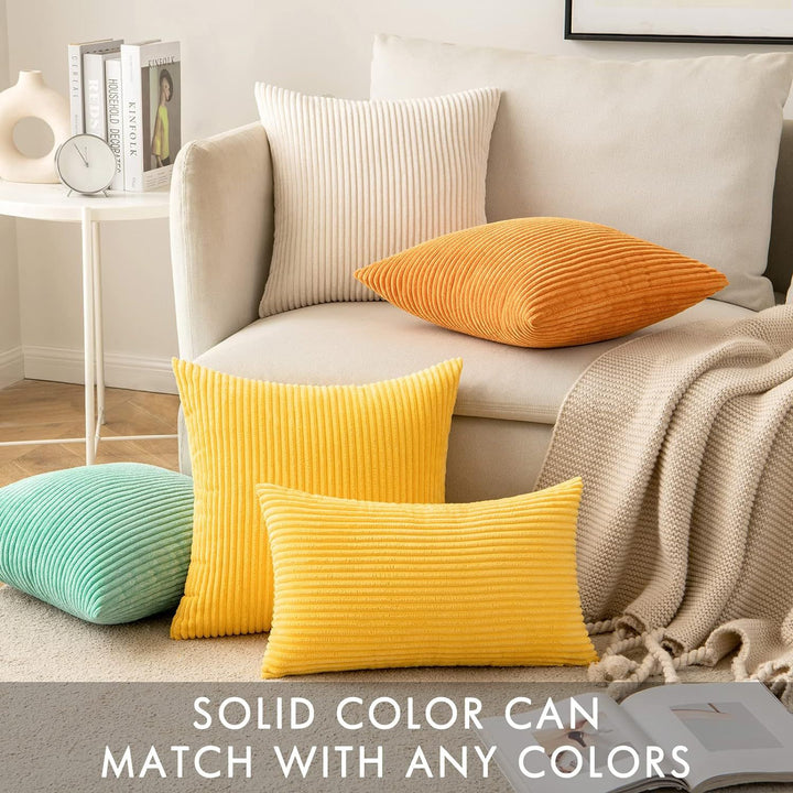 Ribbed Corduroy Textured Throw Pillow Covers