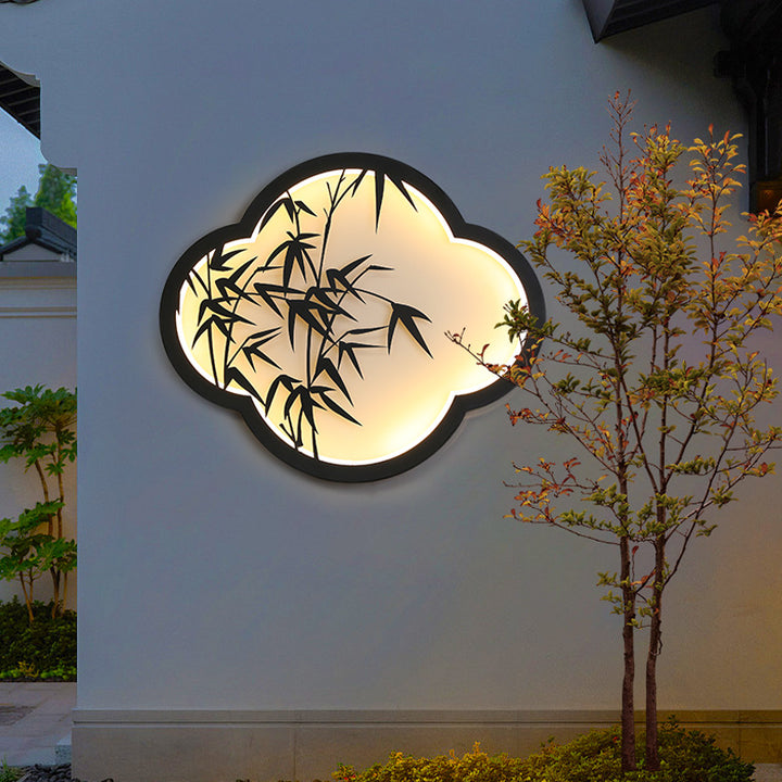 Decorative cloud-shaped LED wall lamp with bamboo silhouette