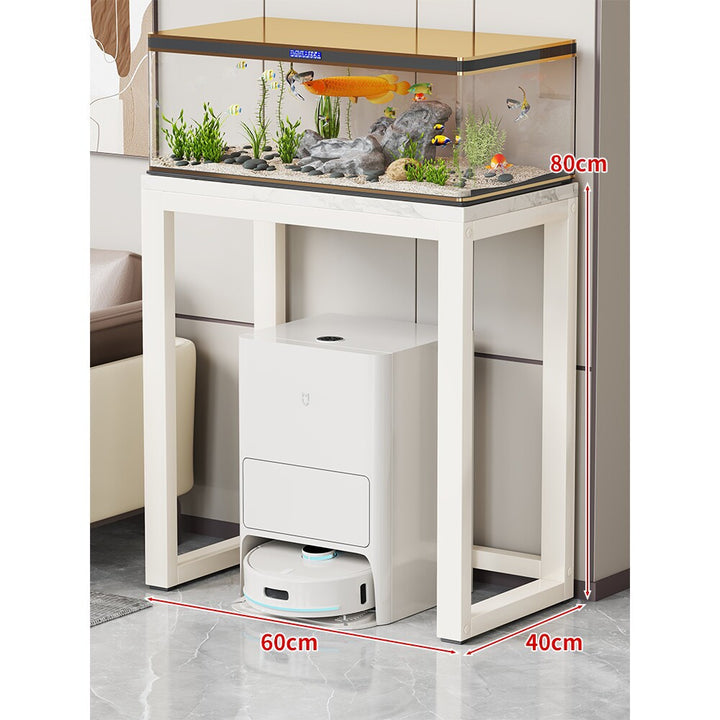 Modern Metal Frame Aquarium Console Table with Integrated LED Hood
