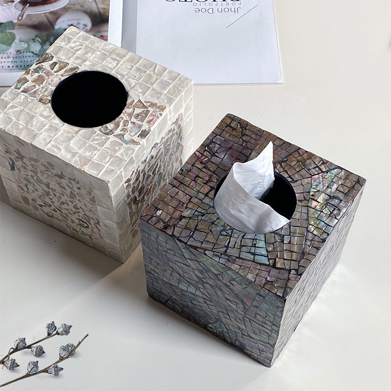 Mosaic paper bin made of natural materials