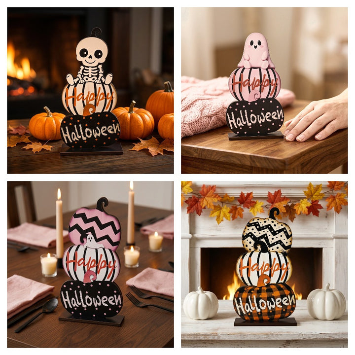 Halloween decoration figure with stacked pumpkins