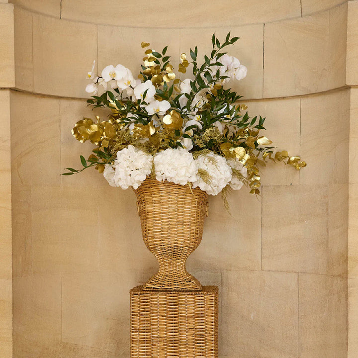 Decorative plant pot stand made of woven material