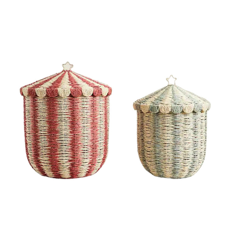 Handmade storage basket in playful design