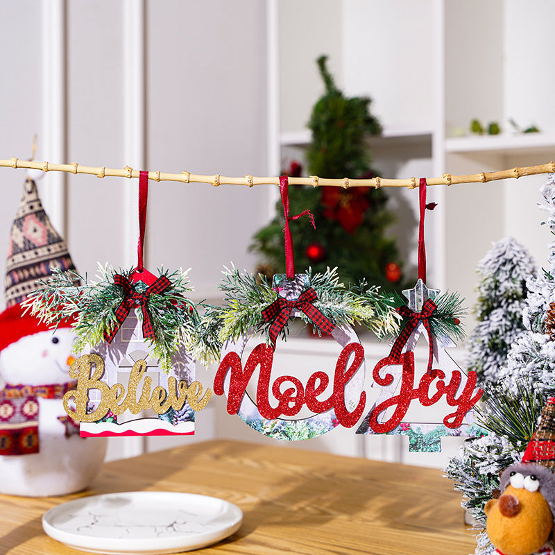 Decorative wooden sign with Christmas message