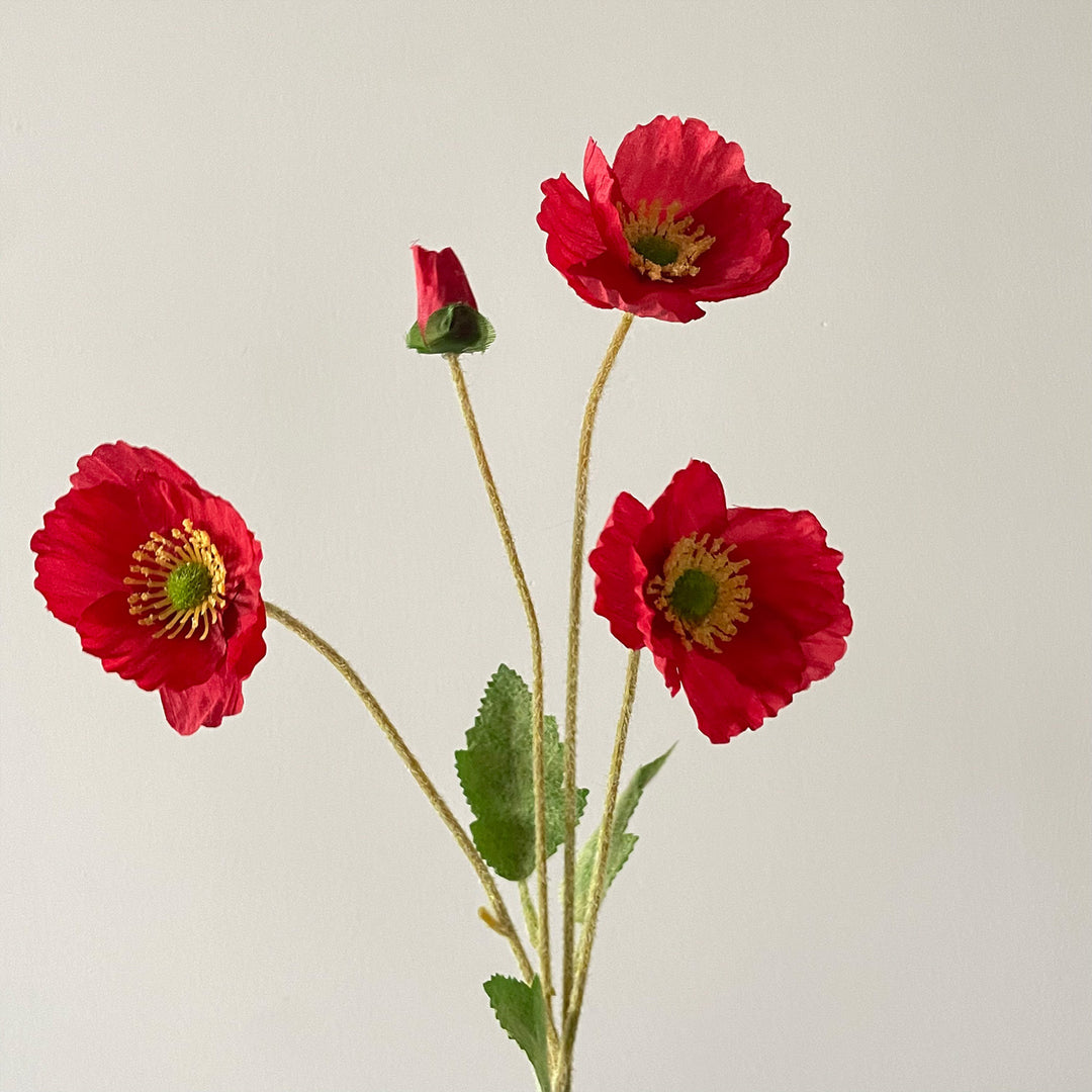 Lifelike Artificial Poppy Stem Arrangement